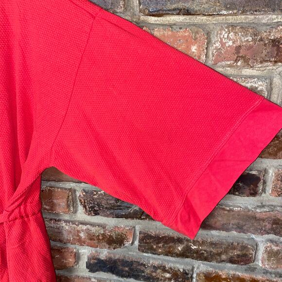 Natori Red Textured Knit Long Sleeve Short Mini Robe Women's Size Medium - Picture 3 of 6